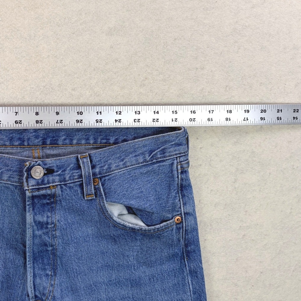 Levis 501 93 Straight Leg Jeans Mens W31 L34 Blue Distressed 79830-0149 - Picture 7 of 10